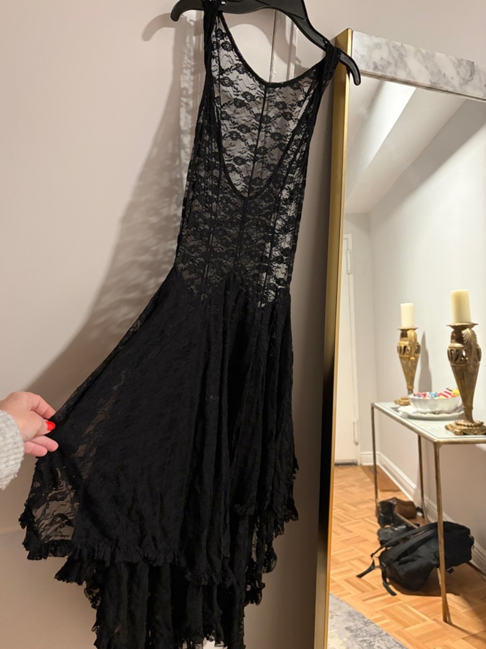 Free People Black Lace Maxi Dress - size M/L